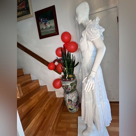 LoveShackFancy Stassie Dress in True White - Picture 4 of 7